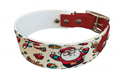 L'atelier du Fourmilier collier bicolore 308 Collier bicolore large pour chien en BioThane® imprimé – Collection hiver et Noël– 38/25 mm