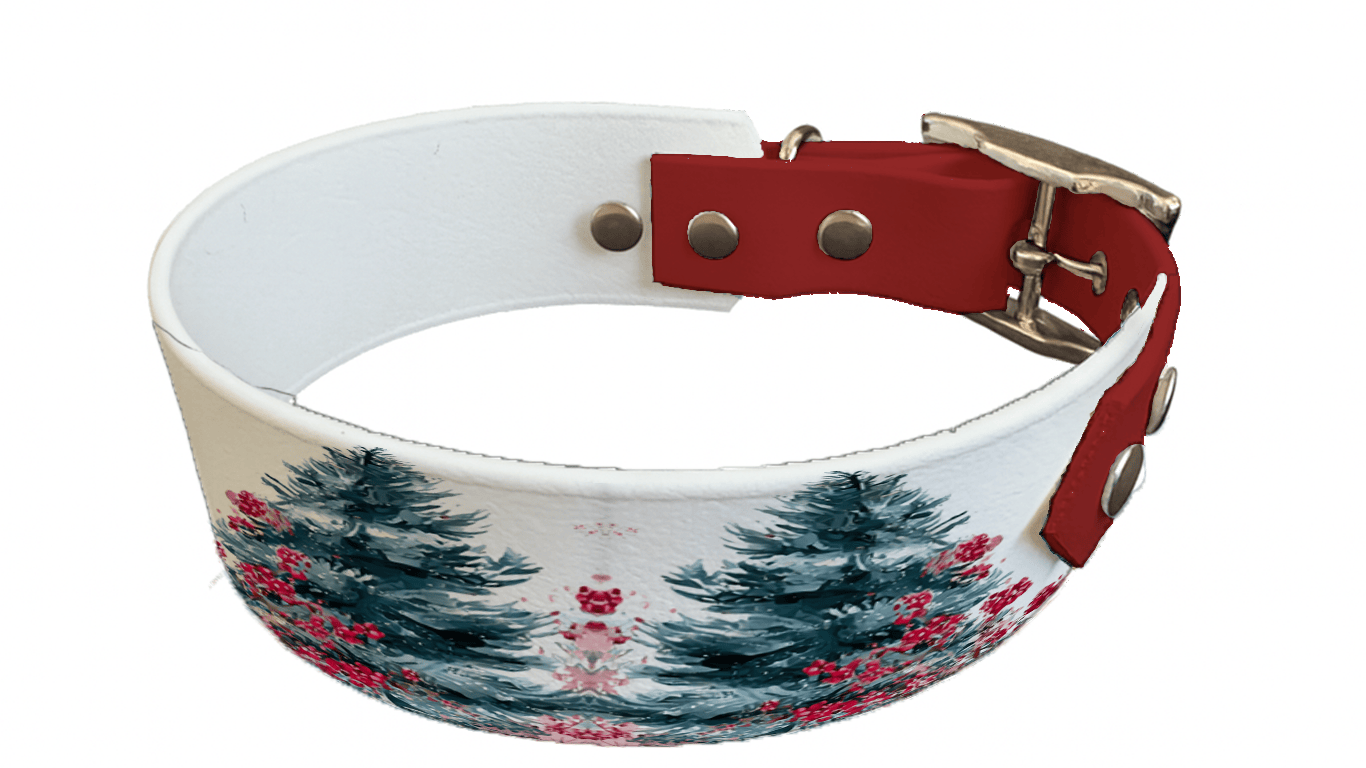 L'atelier du Fourmilier collier bicolore 309 Collier bicolore large pour chien en BioThane® imprimé – Collection hiver et Noël– 38/25 mm