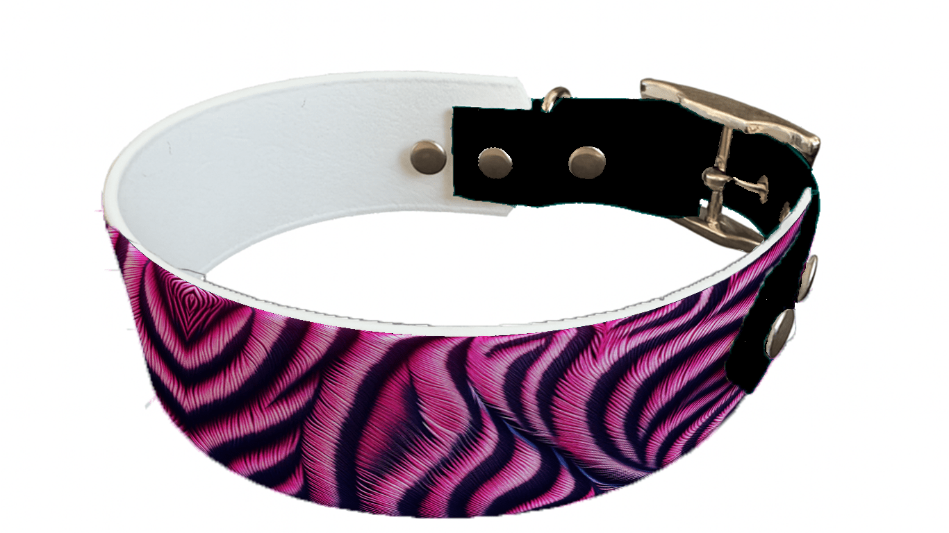 L'atelier du Fourmilier collier bicolore 31 Collier bicolore large pour chien en BioThane® imprimé – Collection fourrures et pelages – 38/25 mm