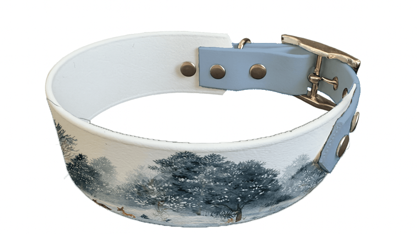 L'atelier du Fourmilier collier bicolore 310 Collier bicolore large pour chien en BioThane® imprimé – Collection hiver et Noël– 38/25 mm