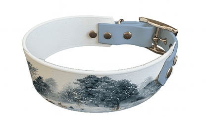 L'atelier du Fourmilier collier bicolore 310 Collier bicolore large pour chien en BioThane® imprimé – Collection hiver et Noël– 38/25 mm