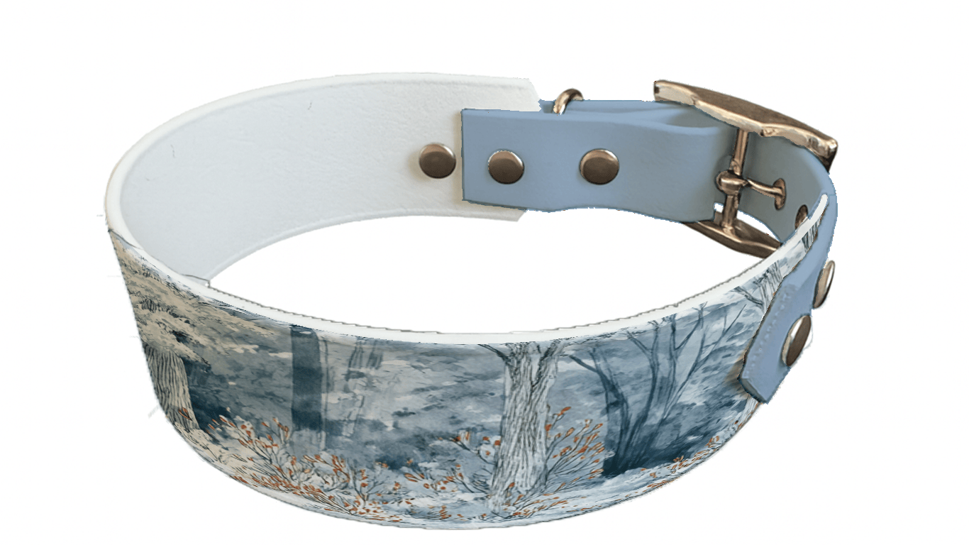 L'atelier du Fourmilier collier bicolore 311 Collier bicolore large pour chien en BioThane® imprimé – Collection hiver et Noël– 38/25 mm