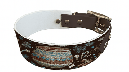 L'atelier du Fourmilier collier bicolore 312 Collier bicolore large pour chien en BioThane® imprimé – Collection hiver et Noël– 38/25 mm