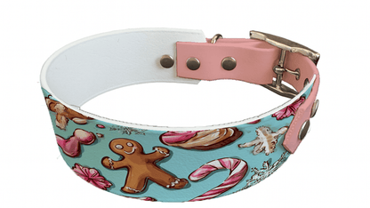 L'atelier du Fourmilier collier bicolore 313 Collier bicolore large pour chien en BioThane® imprimé – Collection hiver et Noël– 38/25 mm