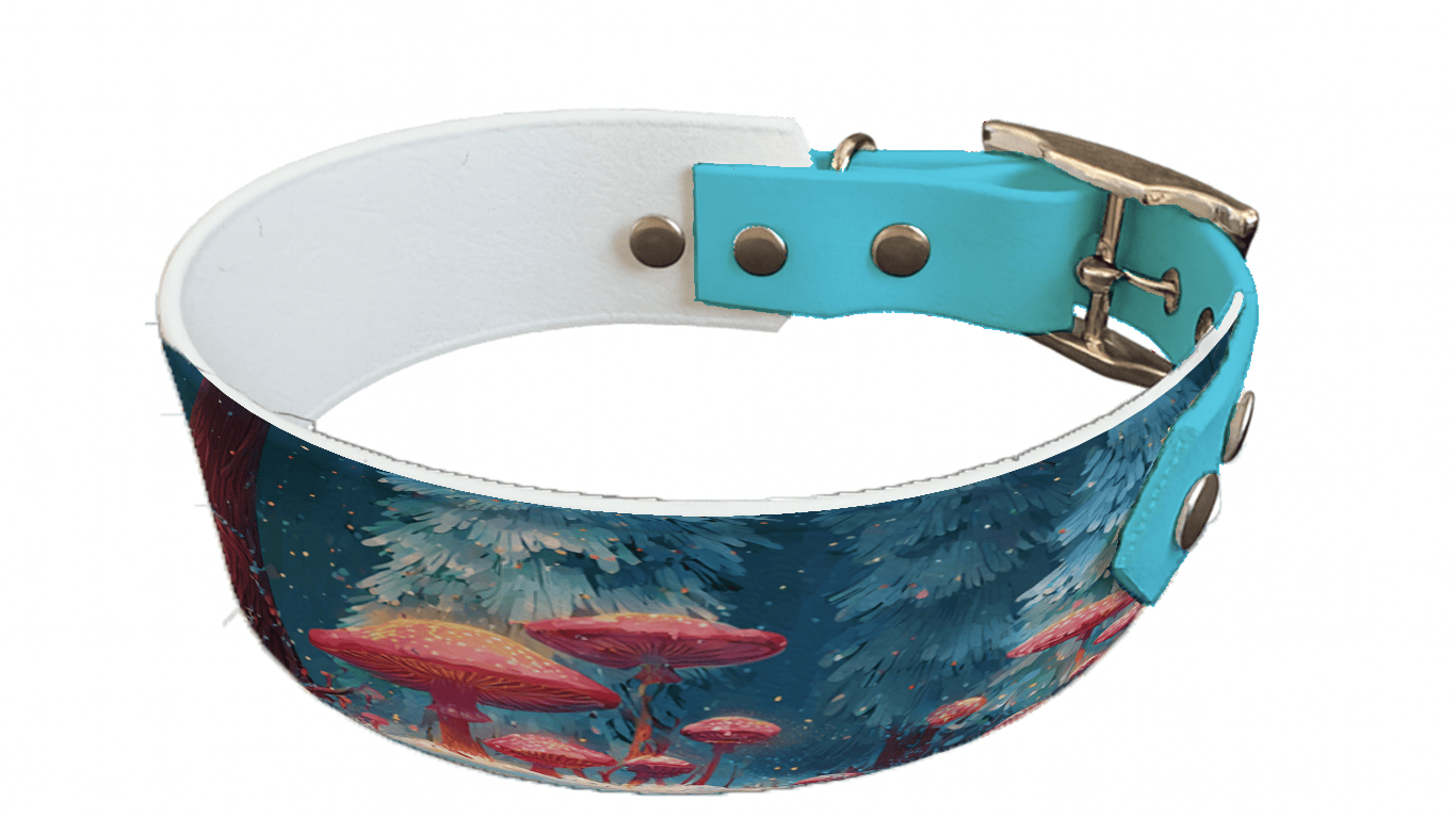 L'atelier du Fourmilier collier bicolore 315 Collier bicolore large pour chien en BioThane® imprimé – Collection hiver et Noël– 38/25 mm