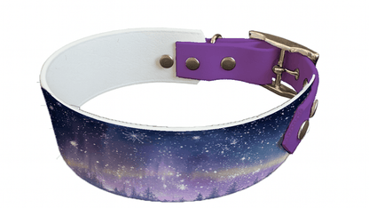 L'atelier du Fourmilier collier bicolore 316 Collier bicolore large pour chien en BioThane® imprimé – Collection hiver et Noël– 38/25 mm