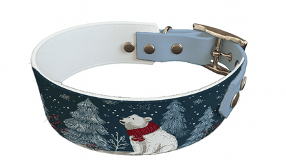 L'atelier du Fourmilier collier bicolore 318 Collier bicolore large pour chien en BioThane® imprimé – Collection hiver et Noël– 38/25 mm