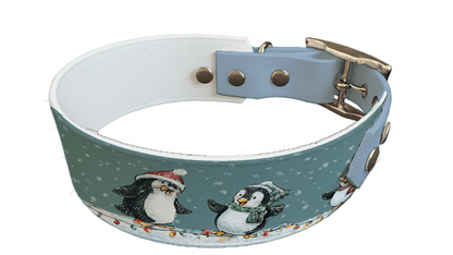 L'atelier du Fourmilier collier bicolore 321 Collier bicolore large pour chien en BioThane® imprimé – Collection hiver et Noël– 38/25 mm