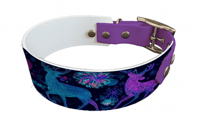 L'atelier du Fourmilier collier bicolore 323 Collier bicolore large pour chien en BioThane® imprimé – Collection hiver et Noël– 38/25 mm