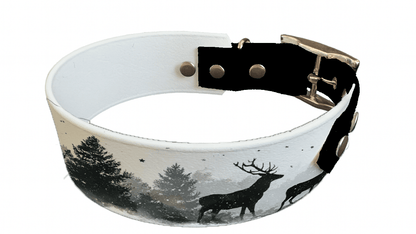L'atelier du Fourmilier collier bicolore 324 Collier bicolore large pour chien en BioThane® imprimé – Collection hiver et Noël– 38/25 mm