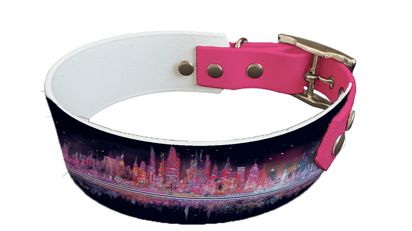 L'atelier du Fourmilier collier bicolore 325 Collier bicolore large pour chien en BioThane® imprimé – Collection hiver et Noël– 38/25 mm