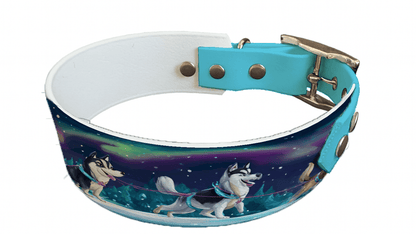 L'atelier du Fourmilier collier bicolore 326 Collier bicolore large pour chien en BioThane® imprimé – Collection hiver et Noël– 38/25 mm