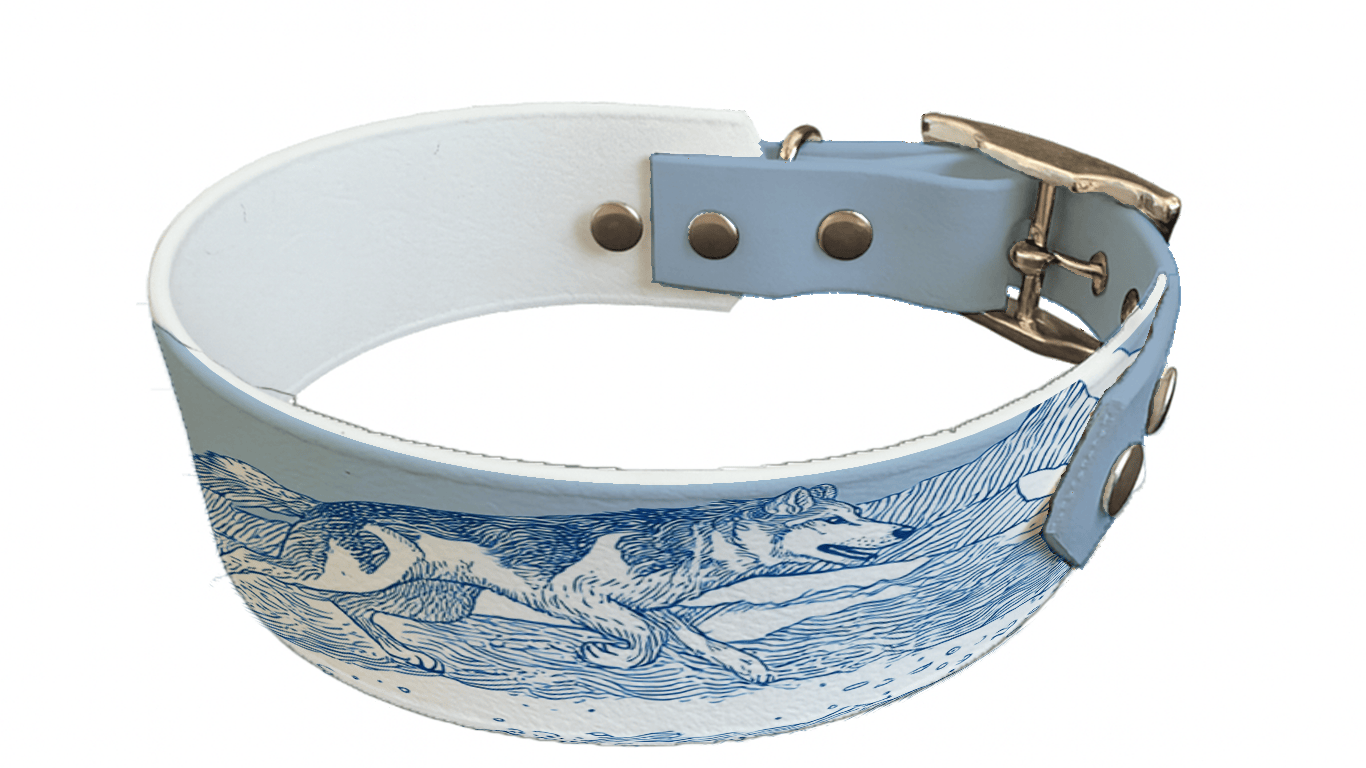 L'atelier du Fourmilier collier bicolore 328 Collier bicolore large pour chien en BioThane® imprimé – Collection hiver et Noël– 38/25 mm