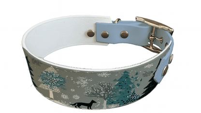 L'atelier du Fourmilier collier bicolore 329 Collier bicolore large pour chien en BioThane® imprimé – Collection hiver et Noël– 38/25 mm