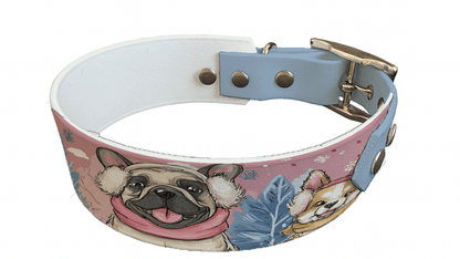 L'atelier du Fourmilier collier bicolore 331 Collier bicolore large pour chien en BioThane® imprimé – Collection hiver et Noël– 38/25 mm