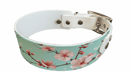 L'atelier du Fourmilier collier bicolore 343 Collier bicolore large pour chien en BioThane® imprimé – Collection plantes et fleurs – 38/25 mm