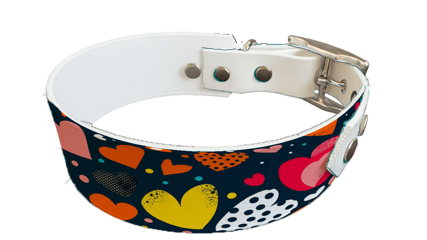 L'atelier du Fourmilier collier bicolore 346 Collier bicolore large pour chien en BioThane® imprimé – Collection Saint valentin– 38/25 mm