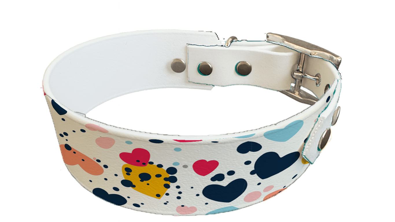 L'atelier du Fourmilier collier bicolore 347 Collier bicolore large pour chien en BioThane® imprimé – Collection Saint valentin– 38/25 mm