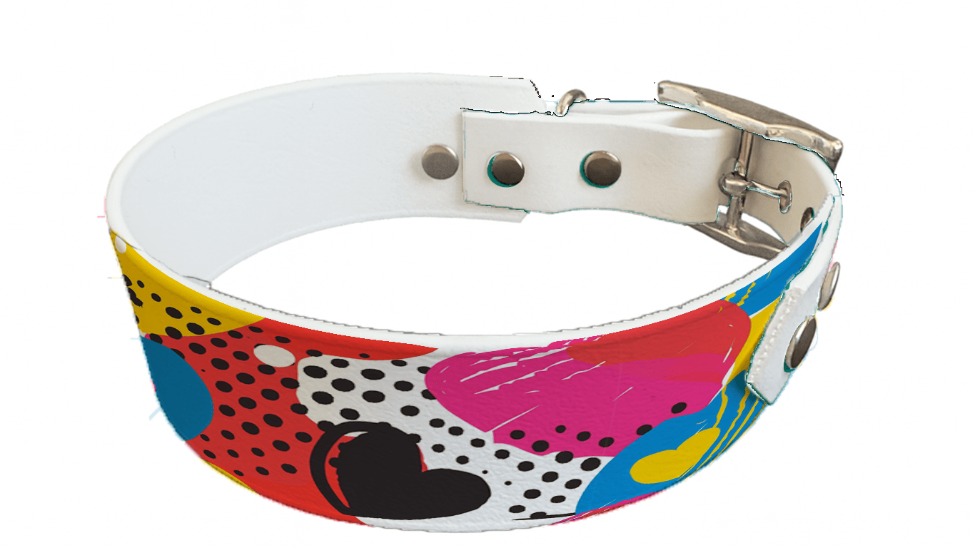 L'atelier du Fourmilier collier bicolore 348 Collier bicolore large pour chien en BioThane® imprimé – Collection Saint valentin– 38/25 mm