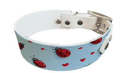 L'atelier du Fourmilier collier bicolore 351 Collier bicolore large pour chien en BioThane® imprimé – Collection Saint valentin– 38/25 mm