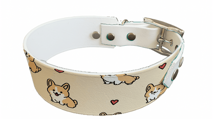 L'atelier du Fourmilier collier bicolore 352 Collier bicolore large pour chien en BioThane® imprimé – Collection Saint valentin– 38/25 mm
