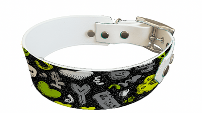 L'atelier du Fourmilier collier bicolore 357 Collier bicolore large pour chien en BioThane® imprimé – Collection Saint valentin– 38/25 mm