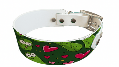 L'atelier du Fourmilier collier bicolore 359 Collier bicolore large pour chien en BioThane® imprimé – Collection Saint valentin– 38/25 mm
