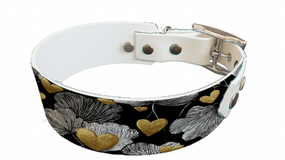 L'atelier du Fourmilier collier bicolore 362 Collier bicolore large pour chien en BioThane® imprimé – Collection Saint valentin– 38/25 mm