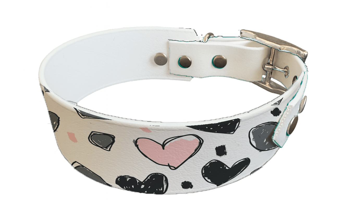 L'atelier du Fourmilier collier bicolore 364 Collier bicolore large pour chien en BioThane® imprimé – Collection Saint valentin– 38/25 mm
