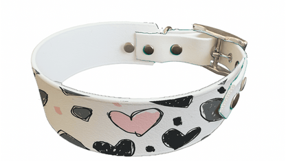 L'atelier du Fourmilier collier bicolore 364 Collier bicolore large pour chien en BioThane® imprimé – Collection Saint valentin– 38/25 mm