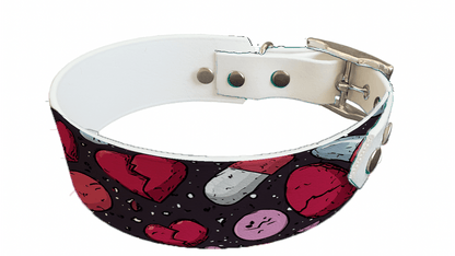 L'atelier du Fourmilier collier bicolore 366 Collier bicolore large pour chien en BioThane® imprimé – Collection Saint valentin– 38/25 mm