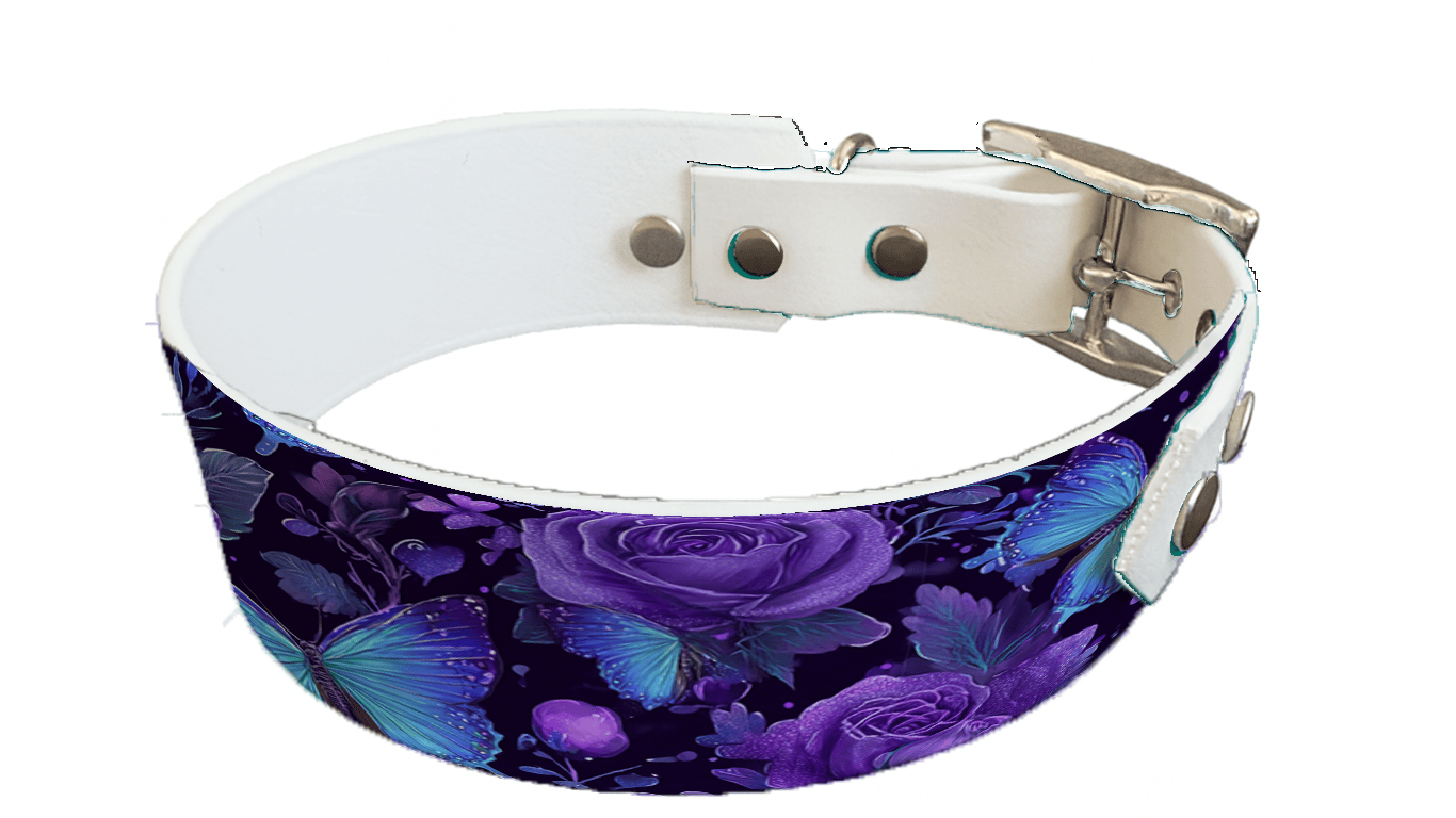 L'atelier du Fourmilier collier bicolore 367 Collier bicolore large pour chien en BioThane® imprimé – Collection Saint valentin– 38/25 mm