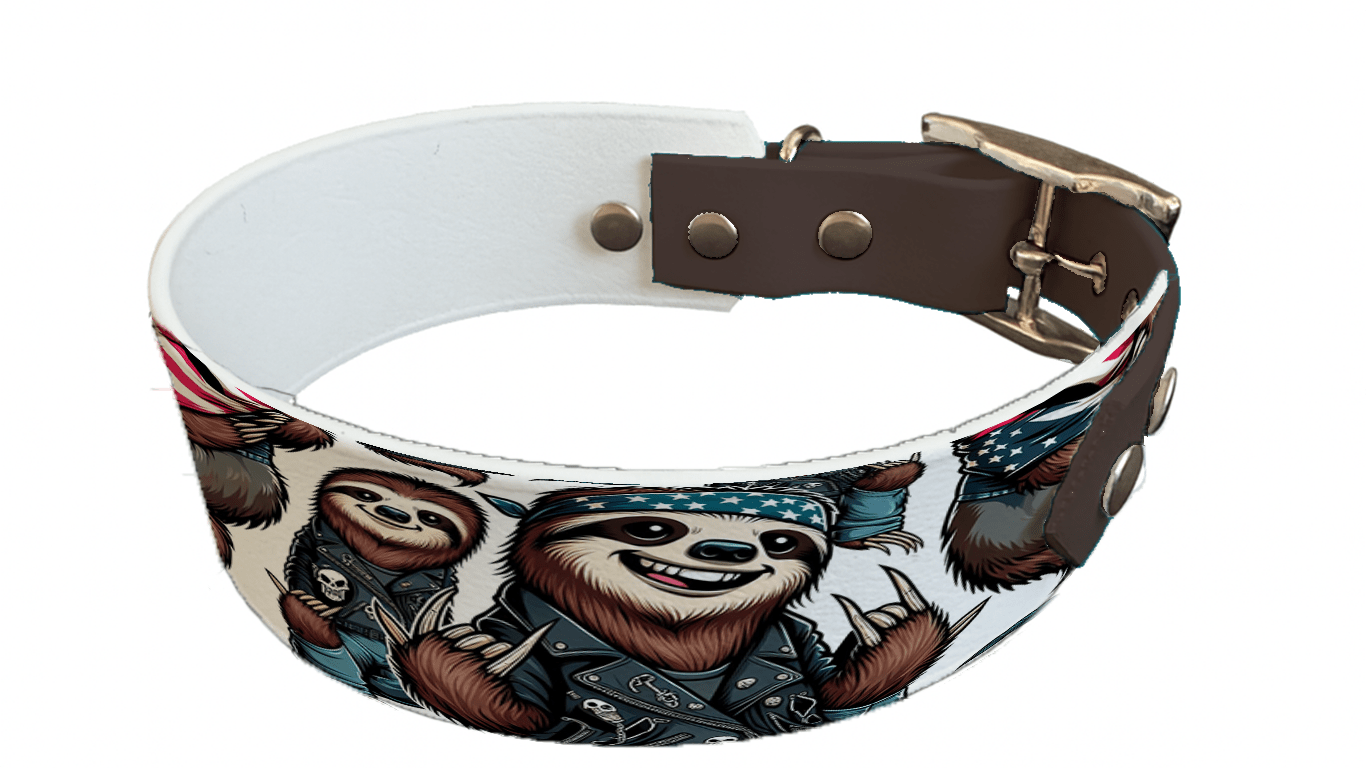 L'atelier du Fourmilier collier bicolore 37 Collier bicolore large pour chien en BioThane® imprimé – Collection animaux pop/kawaii – 38/25 mm