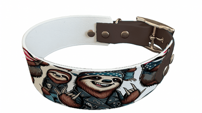 L'atelier du Fourmilier collier bicolore 37 Collier bicolore large pour chien en BioThane® imprimé – Collection animaux pop/kawaii – 38/25 mm