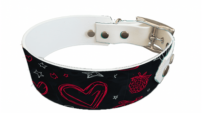 L'atelier du Fourmilier collier bicolore 370 Collier bicolore large pour chien en BioThane® imprimé – Collection Saint valentin– 38/25 mm