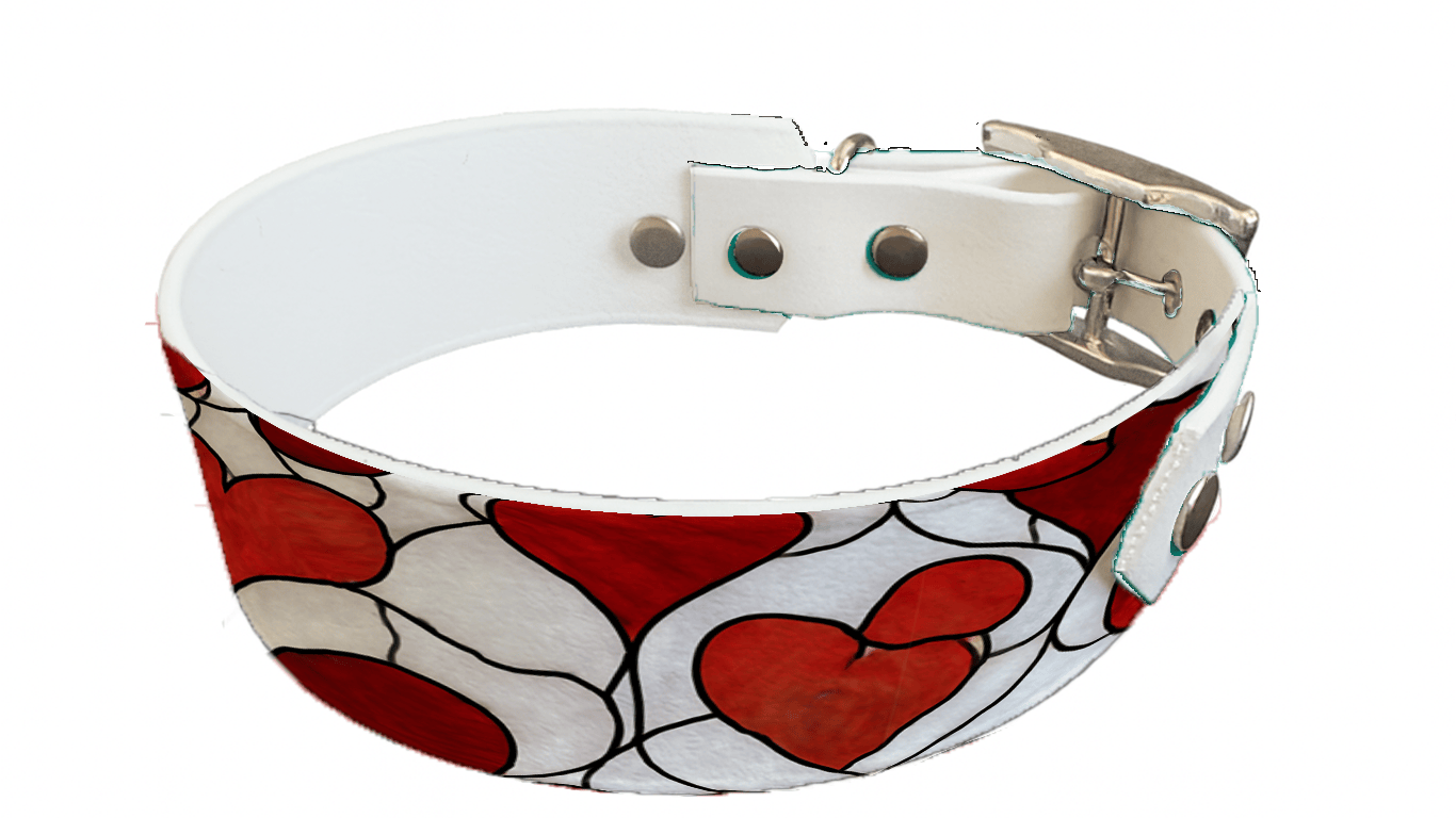 L'atelier du Fourmilier collier bicolore 372 Collier bicolore large pour chien en BioThane® imprimé – Collection Saint valentin– 38/25 mm