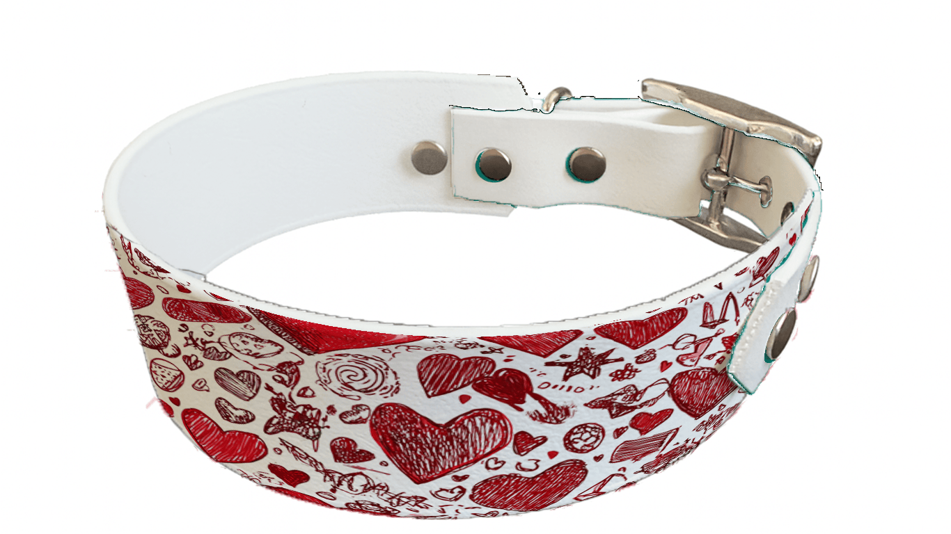 L'atelier du Fourmilier collier bicolore 373 Collier bicolore large pour chien en BioThane® imprimé – Collection Saint valentin– 38/25 mm