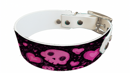 L'atelier du Fourmilier collier bicolore 374 Collier bicolore large pour chien en BioThane® imprimé – Collection Saint valentin– 38/25 mm