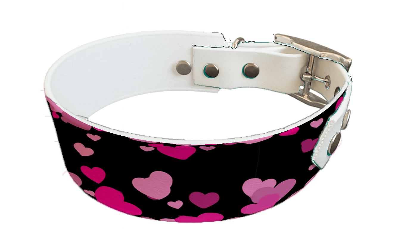 L'atelier du Fourmilier collier bicolore 380 Collier bicolore large pour chien en BioThane® imprimé – Collection Saint valentin– 38/25 mm