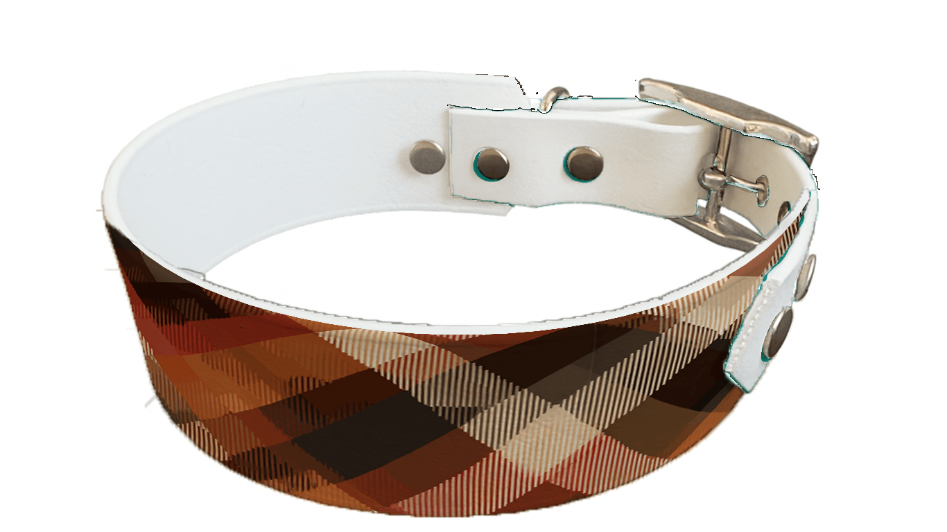 L'atelier du Fourmilier collier bicolore 383 Collier bicolore large pour chien en BioThane® imprimé – Collection Tartan– 38/25 mm