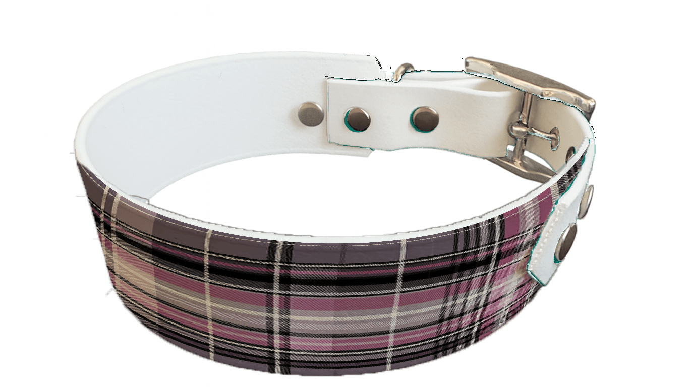 L'atelier du Fourmilier collier bicolore 384 Collier bicolore large pour chien en BioThane® imprimé – Collection Tartan– 38/25 mm