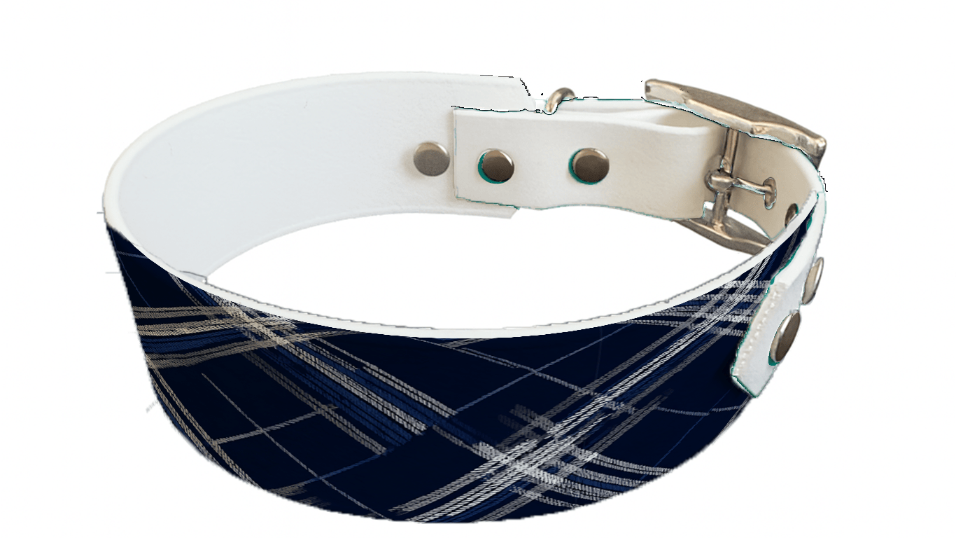 L'atelier du Fourmilier collier bicolore 385 Collier bicolore large pour chien en BioThane® imprimé – Collection Tartan– 38/25 mm