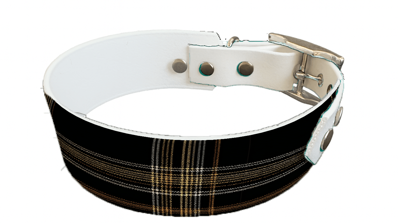 L'atelier du Fourmilier collier bicolore 388 Collier bicolore large pour chien en BioThane® imprimé – Collection Tartan– 38/25 mm