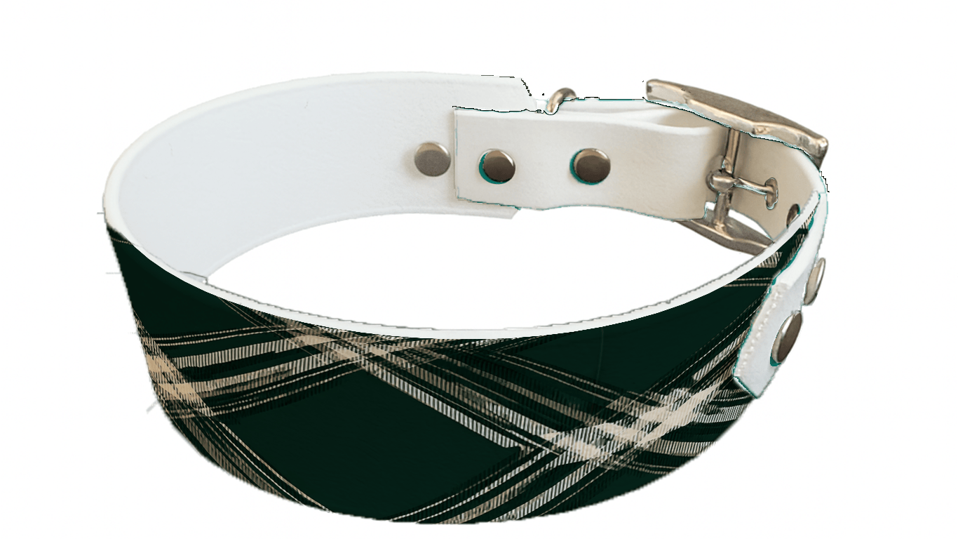 L'atelier du Fourmilier collier bicolore 391 Collier bicolore large pour chien en BioThane® imprimé – Collection Tartan– 38/25 mm