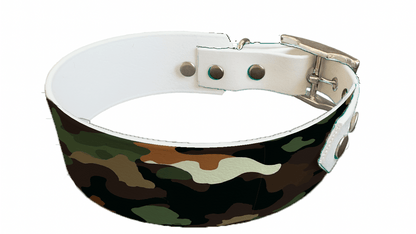 L'atelier du Fourmilier collier bicolore 393 Collier bicolore large pour chien en BioThane® imprimé – Collection camouflage– 38/25 mm