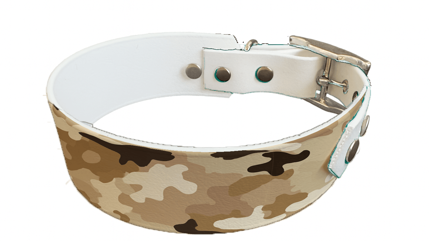 L'atelier du Fourmilier collier bicolore 394 Collier bicolore large pour chien en BioThane® imprimé – Collection camouflage– 38/25 mm