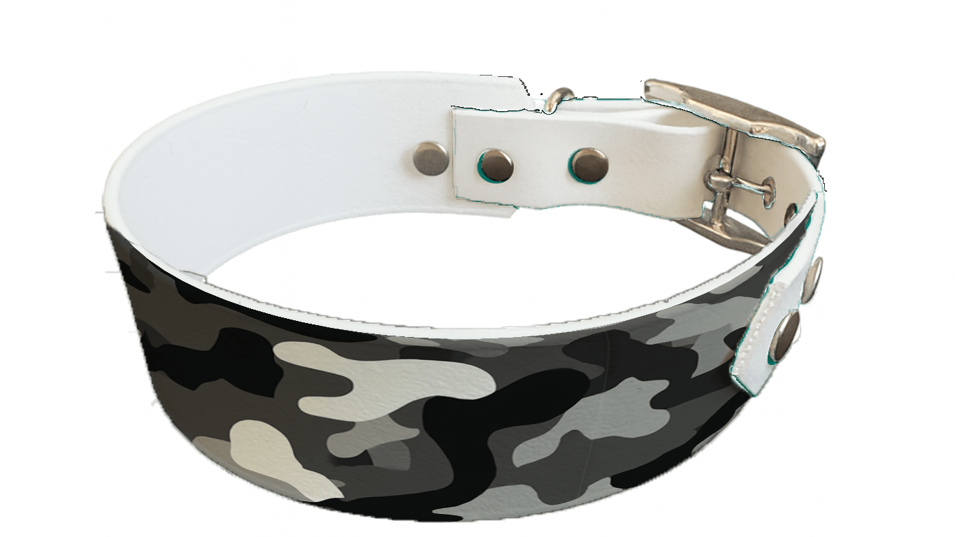 L'atelier du Fourmilier collier bicolore 395 Collier bicolore large pour chien en BioThane® imprimé – Collection camouflage– 38/25 mm