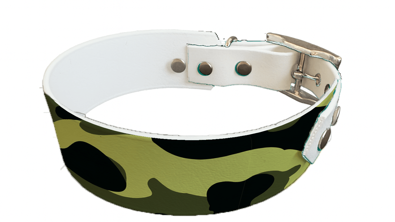 L'atelier du Fourmilier collier bicolore 396 Collier bicolore large pour chien en BioThane® imprimé – Collection camouflage– 38/25 mm