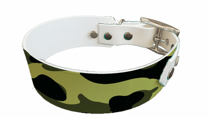 L'atelier du Fourmilier collier bicolore 396 Collier bicolore large pour chien en BioThane® imprimé – Collection camouflage– 38/25 mm