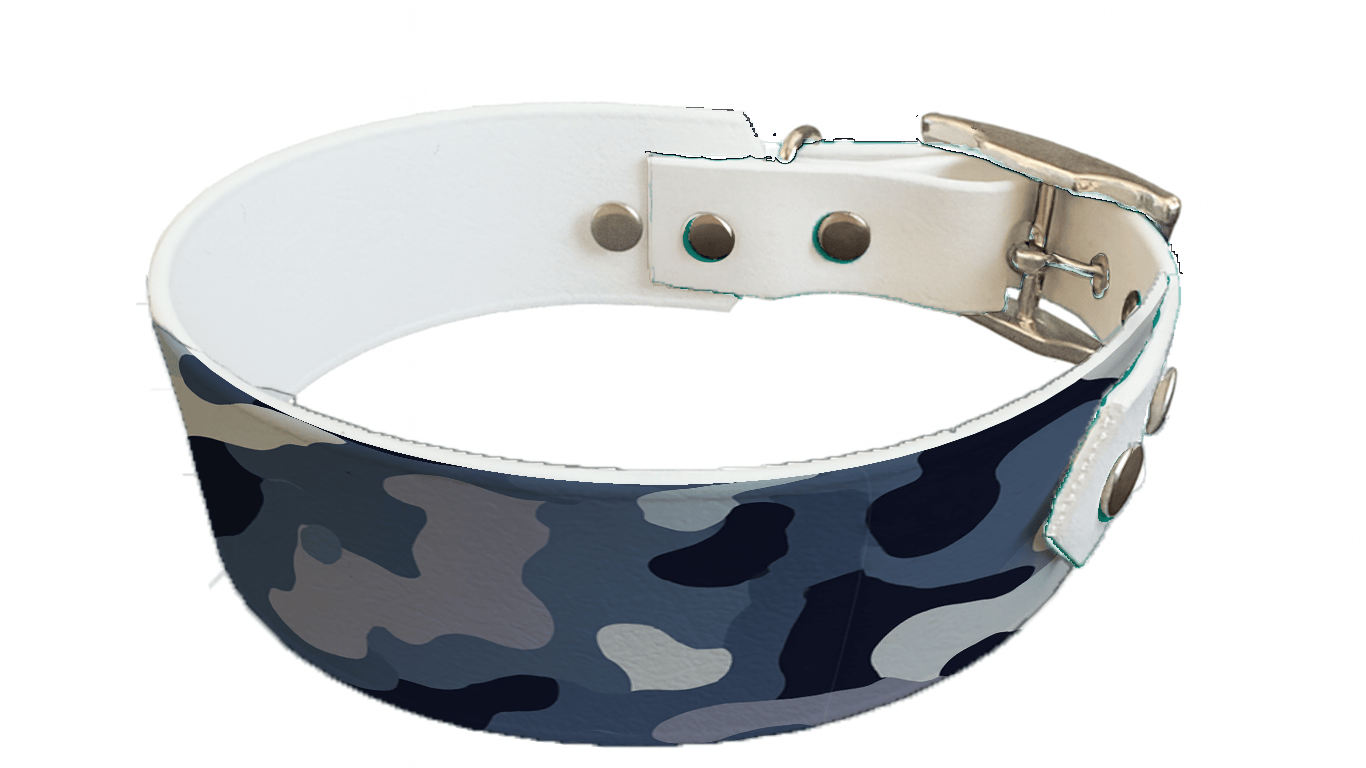 L'atelier du Fourmilier collier bicolore 398 Collier bicolore large pour chien en BioThane® imprimé – Collection camouflage– 38/25 mm
